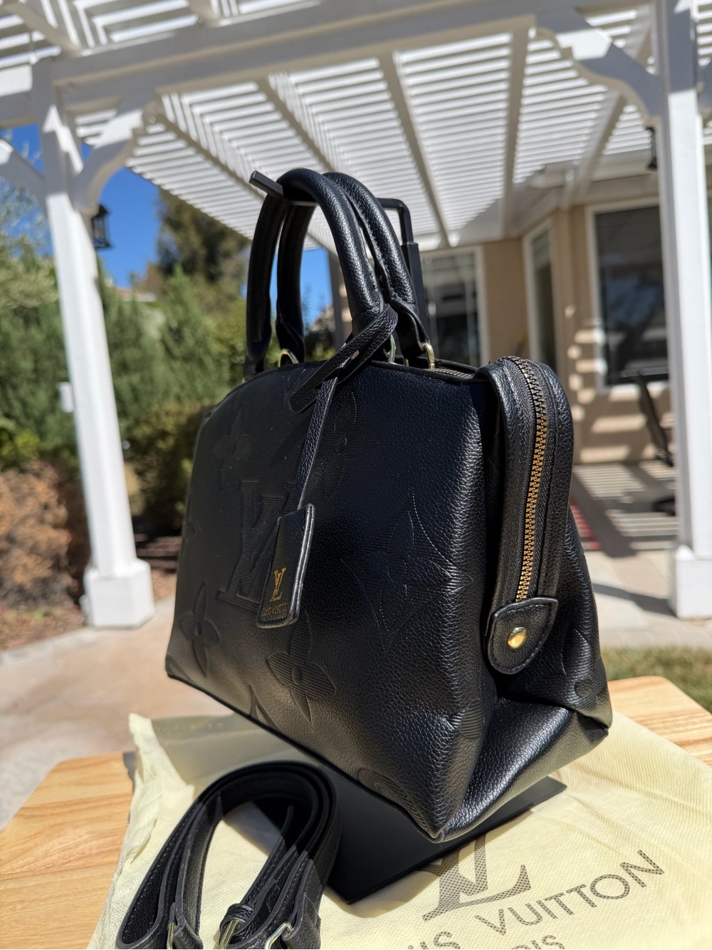 NEW LV Print Black Empreinte Monogram Palais Embossed Shoulder Bag Gold - Picture 6 of 11